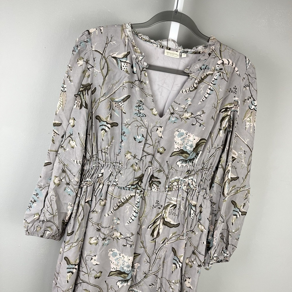 Spartina 449 Adriana Maxi Dress Womens M Gray Floral Boho Bohemian Feminine